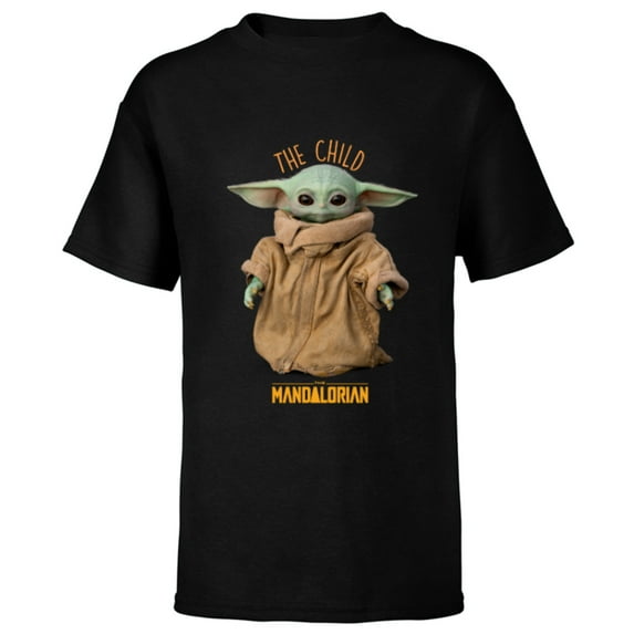 Star Wars The Mandalorian The Child Cute - Short Sleeve T-Shirt for Kids - Customized-Black