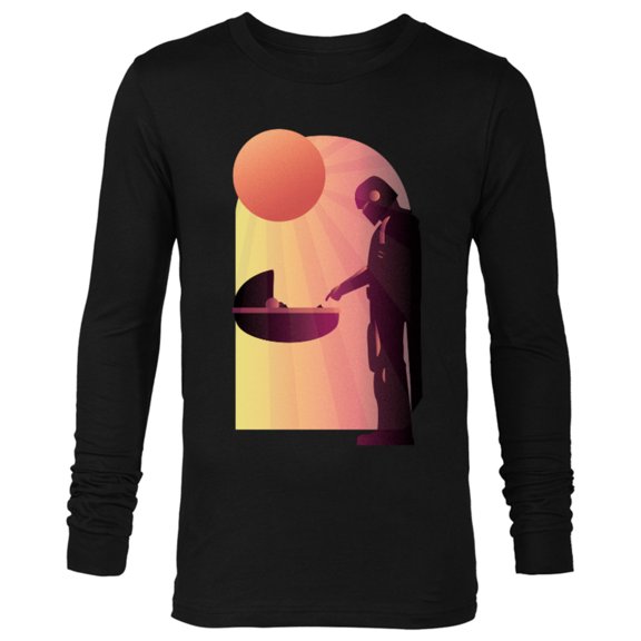 Star Wars The Mandalorian The Child Discovery Silhouette - Long Sleeve T-Shirt for Men - Customized-Black