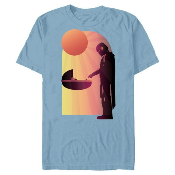 Star Wars The Mandalorian The Child Discovery Silhouette - Short Sleeve Blended T-Shirt for Adults - Customized-Ocean Blue