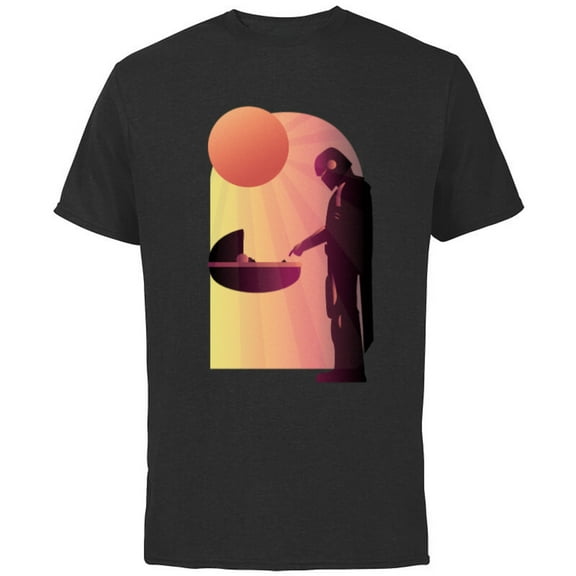 Star Wars The Mandalorian The Child Discovery Silhouette - Short Sleeve Cotton T-Shirt for Adults - Customized-Black