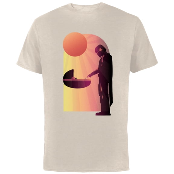 Star Wars The Mandalorian The Child Discovery Silhouette - Short Sleeve Cotton T-Shirt for Adults - Customized-Natural