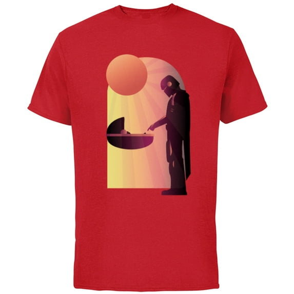 Star Wars The Mandalorian The Child Discovery Silhouette - Short Sleeve Cotton T-Shirt for Adults - Customized-Red