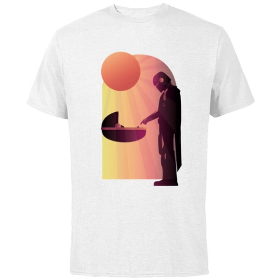 Star Wars The Mandalorian The Child Discovery Silhouette - Short Sleeve Cotton T-Shirt for Adults - Customized-White