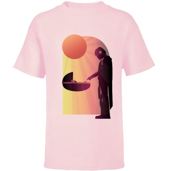 Star Wars The Mandalorian The Child Discovery Silhouette - Short Sleeve T-Shirt for Kids - Customized-Soft Pink