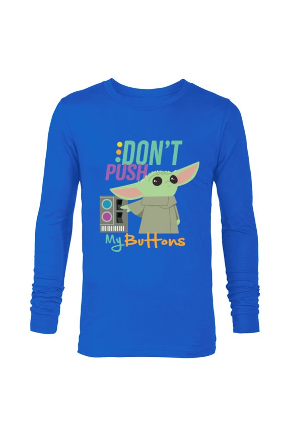 The Mandalorian The Child Don't Touch My Buttons - Long Sleeve T-Shirt for Men - Customized-Navy