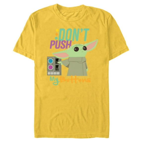 Star Wars The Mandalorian The Child Don't Touch My Buttons - Short Sleeve Blended T-Shirt for Adults - Customized-Yellow