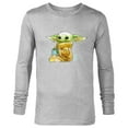 thumbnail image 1 of Star Wars The Mandalorian The Child Drink Soup Illustration - Long Sleeve T-Shirt for Men - Customized-Athletic Heather, 1 of 5