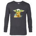 thumbnail image 1 of Star Wars The Mandalorian The Child Drink Soup Illustration - Long Sleeve T-Shirt for Men - Customized-Charcoal Heather, 1 of 5