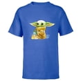 thumbnail image 1 of Star Wars The Mandalorian The Child Drink Soup Illustration - Short Sleeve T-Shirt for Kids - Customized-Royal, 1 of 5