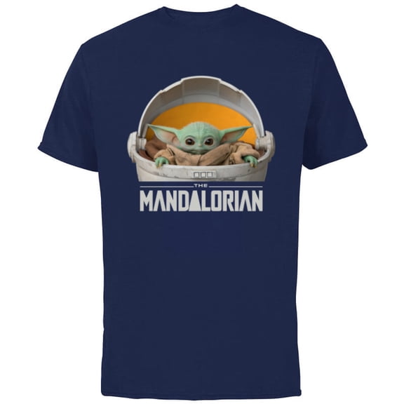 Star Wars The Mandalorian The Child Floating Pod - Short Sleeve Cotton T-Shirt for Adults - Customized-Navy
