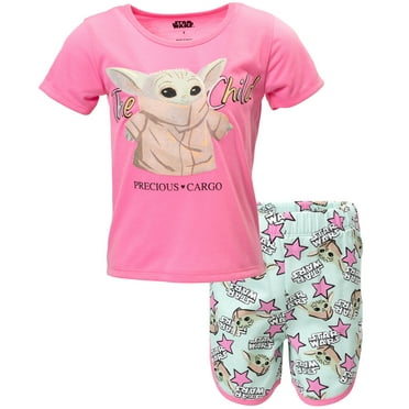 Star Wars The Mandalorian The Child French Terry T-Shirt and Shorts Outfit Set Little Kid to Big Kid