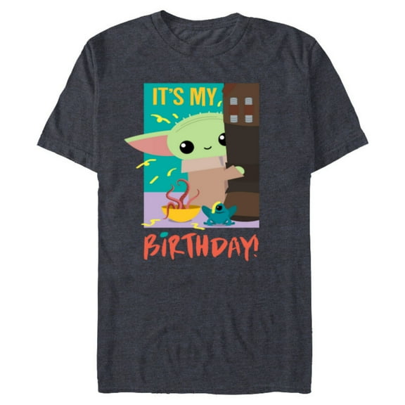 Star Wars The Mandalorian The Child Funny It's My Birthday - Short Sleeve Blended T-Shirt for Adults - Customized-Navy Heather