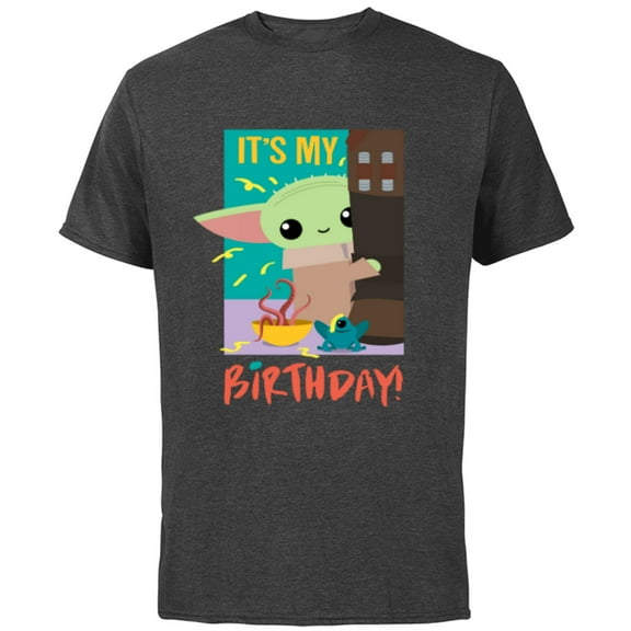 Star Wars The Mandalorian The Child Funny It's My Birthday - Short Sleeve Cotton T-Shirt for Adults - Customized-Charcoal
