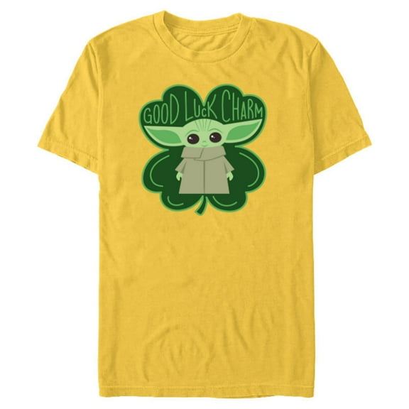 Star Wars The Mandalorian The Child Good Luck Charm Shamrock - Short Sleeve Blended T-Shirt for Adults - Customized-Yellow