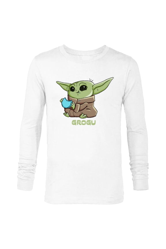 The Mandalorian The Child Grogu Blue Macaron - Long Sleeve T-Shirt for Men - Customized-White