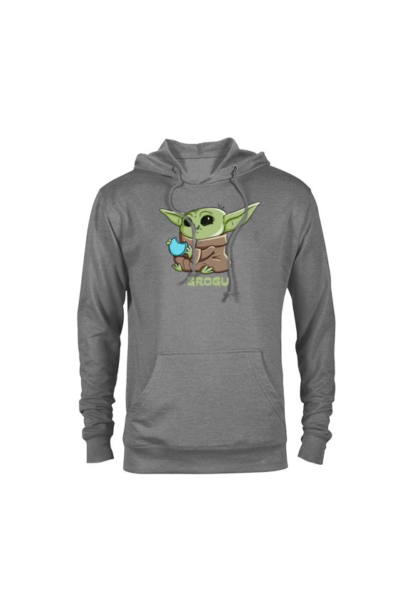 The Mandalorian The Child Grogu Blue Macaron - Pullover Hoodie for Adults - Customized-Graphite Heather