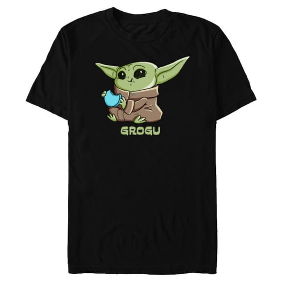 Star Wars The Mandalorian The Child Grogu Blue Macaron - Short Sleeve Blended T-Shirt for Adults - Customized-Black