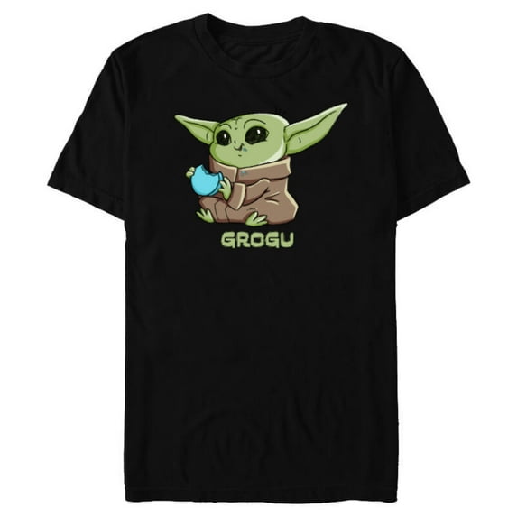 Star Wars The Mandalorian The Child Grogu Blue Macaron - Short Sleeve Blended T-Shirt for Adults - Customized-Black