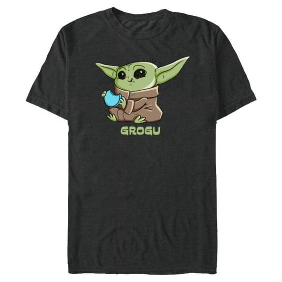 Star Wars The Mandalorian The Child Grogu Blue Macaron - Short Sleeve Blended T-Shirt for Adults - Customized-Dark Heather