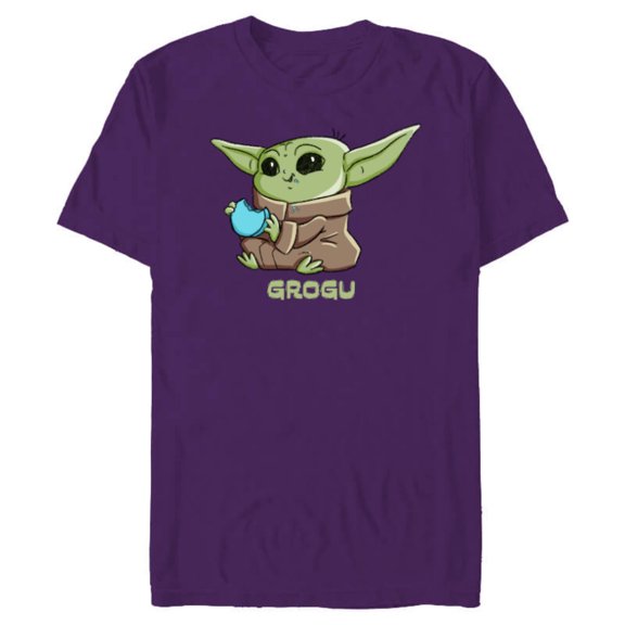 Star Wars The Mandalorian The Child Grogu Blue Macaron - Short Sleeve Blended T-Shirt for Adults - Customized-Purple