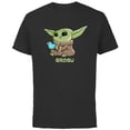 thumbnail image 1 of Star Wars The Mandalorian The Child Grogu Blue Macaron - Short Sleeve Cotton T-Shirt for Adults - Customized-Black, 1 of 5