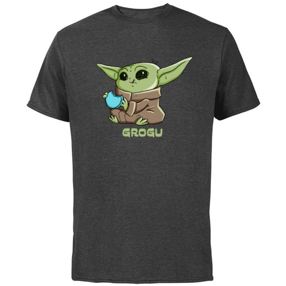 Star Wars The Mandalorian The Child Grogu Blue Macaron - Short Sleeve Cotton T-Shirt for Adults - Customized-Charcoal