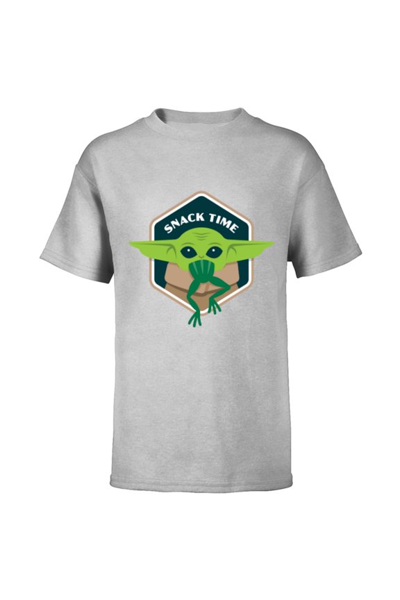 The Mandalorian The Child Grogu Frog Snack Time - Short Sleeve T-Shirt for Kids - Customized-Athletic Heather
