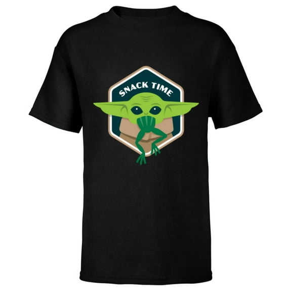 Star Wars The Mandalorian The Child Grogu Frog Snack Time - Short Sleeve T-Shirt for Kids - Customized-Black