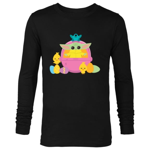 Star Wars The Mandalorian Grogu Cute Happy Easter Friends - Long Sleeve T-Shirt for Men - Customized-Black