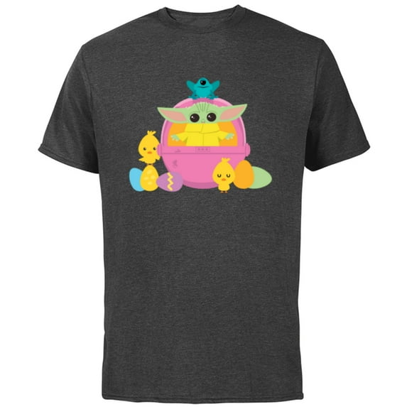 Star Wars The Mandalorian The Child Happy Easter - Short Sleeve Cotton T-Shirt for Adults - Customized-Charcoal