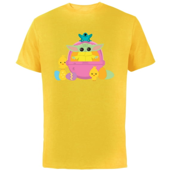 Star Wars The Mandalorian The Child Happy Easter - Short Sleeve Cotton T-Shirt for Adults - Customized-Yellow