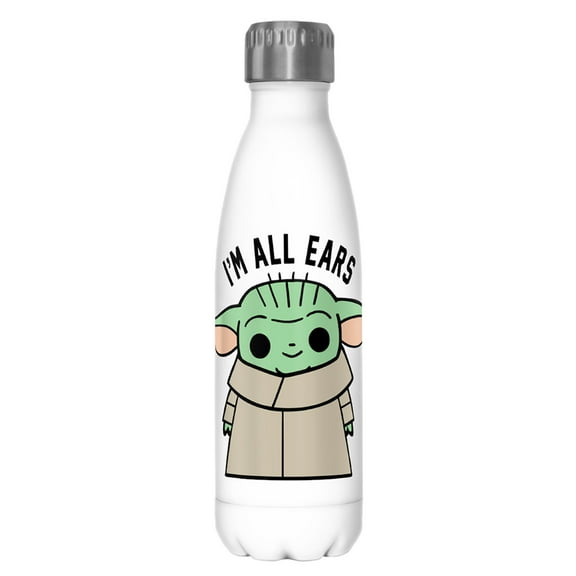 Star Wars: The Mandalorian The Child I'm all ears  Stainless Steel Water Bottle White 17 oz.
