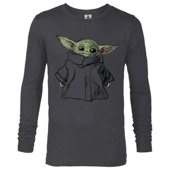 Star Wars The Mandalorian The Child Illustration - Long Sleeve T-Shirt for Men - Customized-Charcoal Heather