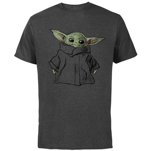 Star Wars The Mandalorian The Child Illustration - Short Sleeve Cotton T-Shirt for Adults - Customized-Charcoal