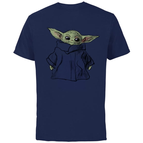 Star Wars The Mandalorian The Child Illustration - Short Sleeve Cotton T-Shirt for Adults - Customized-Navy