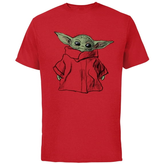 Star Wars The Mandalorian The Child Illustration - Short Sleeve Cotton T-Shirt for Adults - Customized-Red