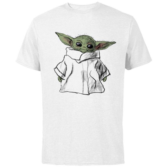 Star Wars The Mandalorian The Child Illustration - Short Sleeve Cotton T-Shirt for Adults - Customized-White