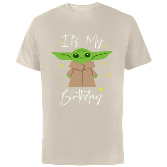 Star Wars The Mandalorian The Child It's My Birthday - Short Sleeve Cotton T-Shirt for Adults - Customized-Natural