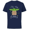 thumbnail image 1 of Star Wars The Mandalorian The Child It's My Birthday - Short Sleeve Cotton T-Shirt for Adults - Customized-Navy, 1 of 5