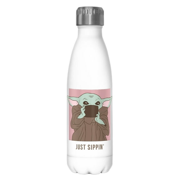 Star Wars: The Mandalorian The Child Just Sippin Stainless Steel Water Bottle White 17 oz.