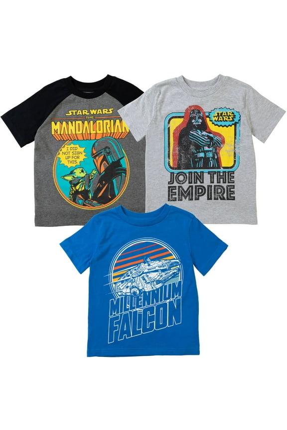 The Mandalorian The Child Little Boys 3 Pack T-Shirts Little Kid to Big Kid