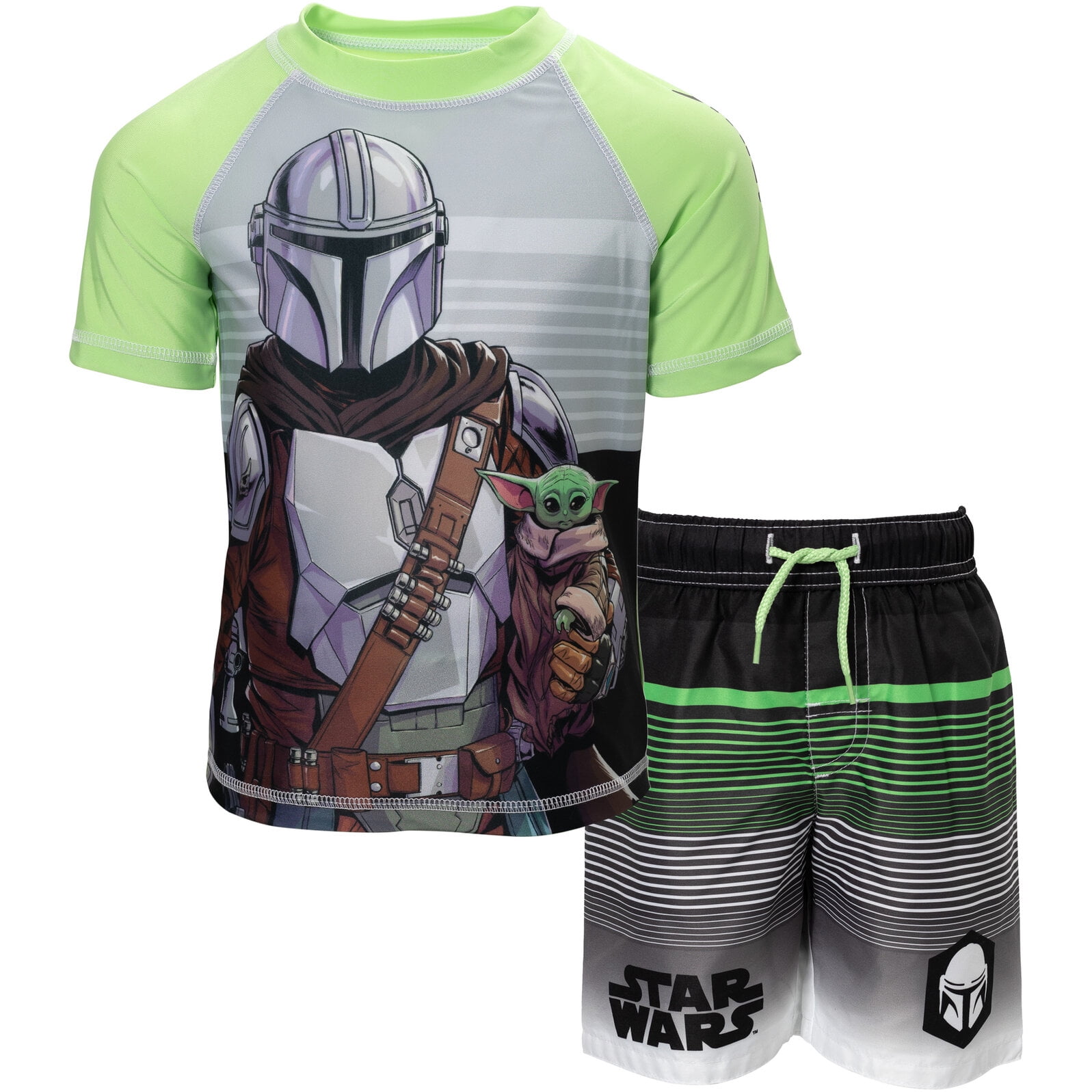 Star Wars The Mandalorian The Child Little Boys Rash Guard and Swim ...