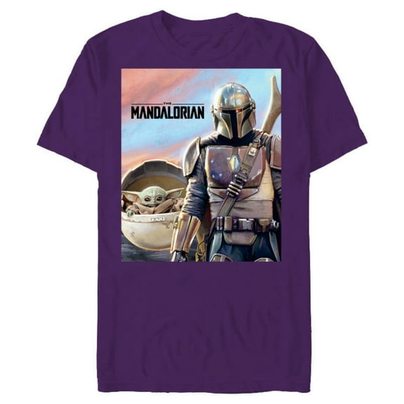 Star Wars The Mandalorian The Child Painting - Short Sleeve Blended T-Shirt for Adults - Customized-Purple
