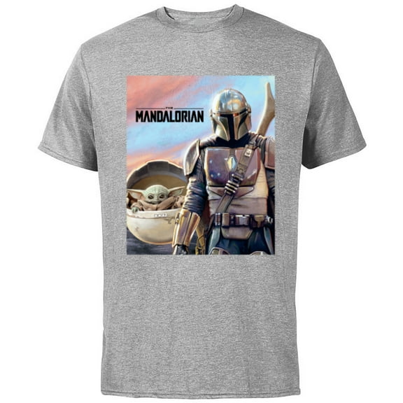 Star Wars The Mandalorian The Child Painting - Short Sleeve Cotton T-Shirt for Adults - Customized-Athletic Heather