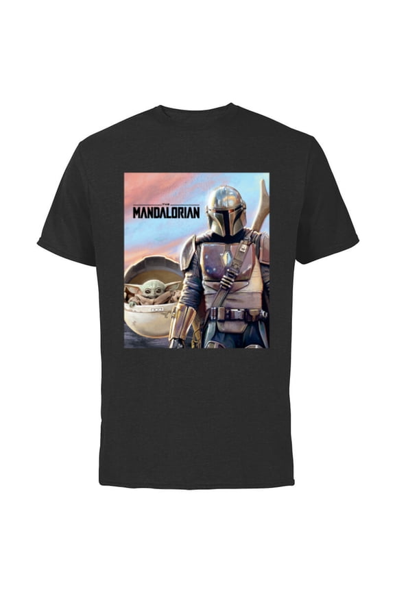 The Mandalorian The Child Painting - Short Sleeve Cotton T-Shirt for Adults - Customized-Black