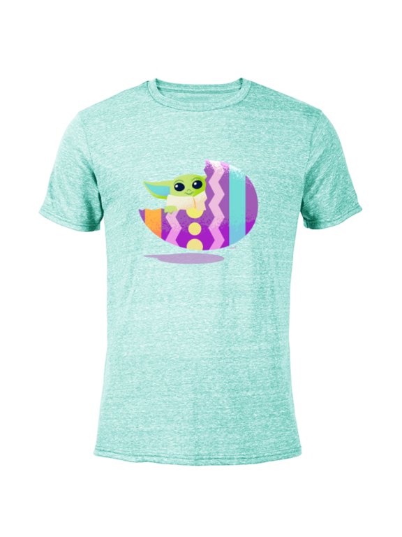 The Mandalorian The Child Pastel Easter Eggs - Short Sleeve Blended T-Shirt for Adults - Customized-Ocean Blue