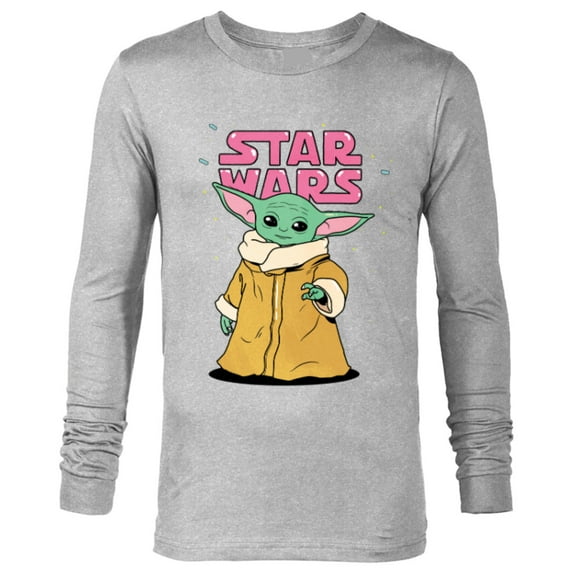 Star Wars The Mandalorian The Child Pink Bubble Letters - Long Sleeve T-Shirt for Men - Customized-Athletic Heather