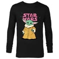thumbnail image 1 of Star Wars The Mandalorian The Child Pink Bubble Letters - Long Sleeve T-Shirt for Men - Customized-Black, 1 of 5