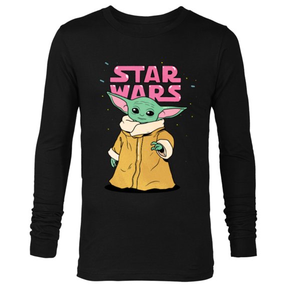 Star Wars The Mandalorian The Child Pink Bubble Letters - Long Sleeve T-Shirt for Men - Customized-Black