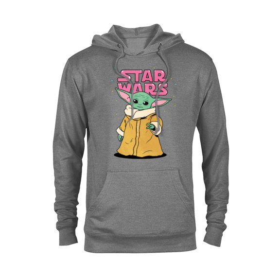 Star Wars The Mandalorian The Child Pink Bubble Letters - Pullover Hoodie for Adults - Customized-Athletic Heather